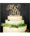 Dřevěná dekorace na svatební dort Mr&Mrs se srdíčkem