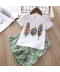 Dívčí volné kraťasy a tričko s potiskem ve dvoudílném setu