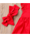 Červený kojenecký set s krajkou - šaty a čelenka