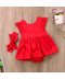 Červený kojenecký set s krajkou - šaty a čelenka