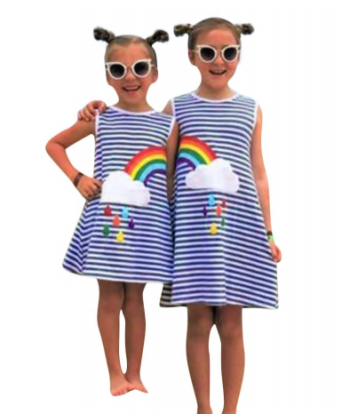 Letní šaty pro sestry s duhou