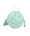 Malá dámská kulatá kabelka zdobená drobnými květinami