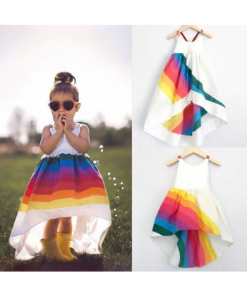 Letní dívčí šaty s duhou