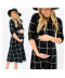 Černé 3/4 těhotenské dámské kostkované šaty