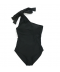 Elegantní černé jednodílné zavazovací plavky s velkou mašlí