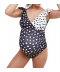 Jednodílné černobílé těhotenské plavky s volánkem