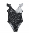 Jednodílné černobílé těhotenské plavky s volánkem
