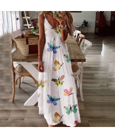 Dlouhé letní dámské maxi šaty s motýli