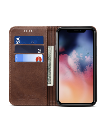 Kožené flip pouzdro na iPhone s kapsou na karty