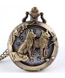Závěsné hodinky s vlky - retro styl