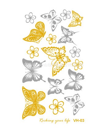 Zlaté a stříbrné tetování Motýlci
